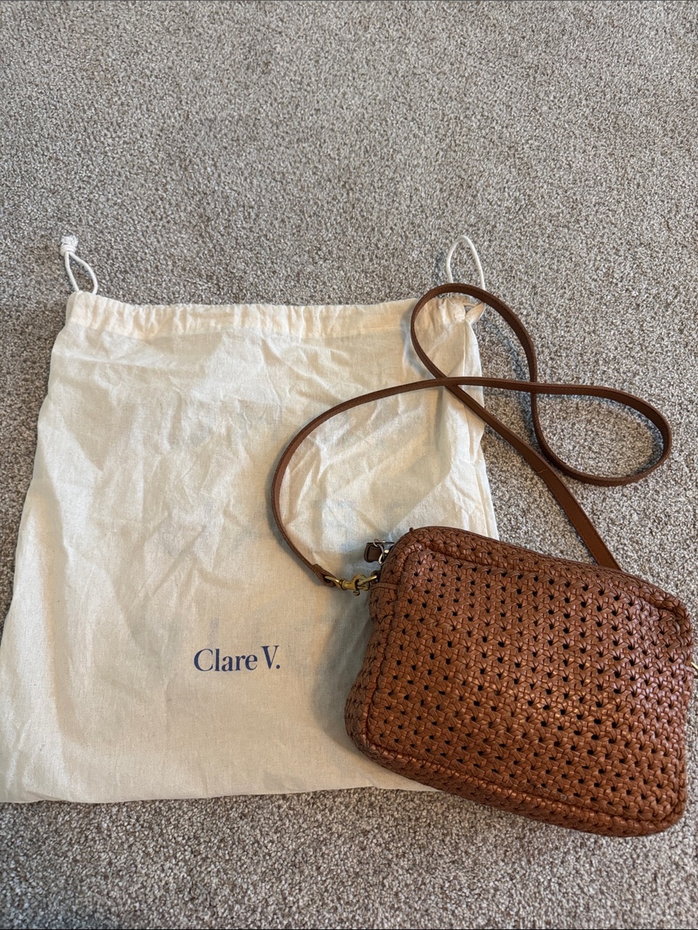 Clare V Brown Woven Leather Crossbody